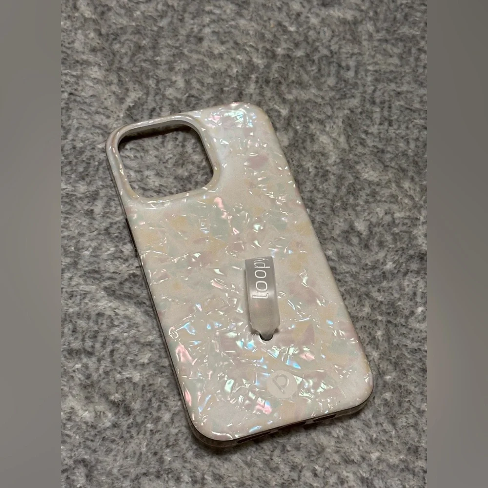 Loopy Case Iridescent Pearl White Phone Case with Built-in Loop